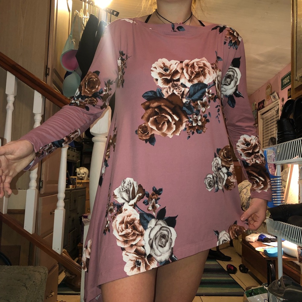 Agnes and Dora floral asymmetrical top